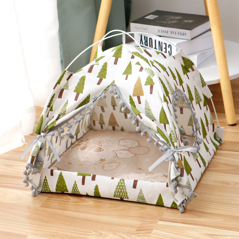 Enclosed cat tent bed showing breathable waterproof fabric
